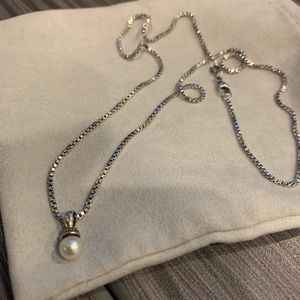 Beaded Pearl Pendant on Fine Cable Chain